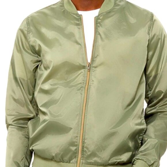Bella Canvas Lightweight Nylon Windbreaker Bomber Jacket in Army/Forest Green - Picture 2 of 3